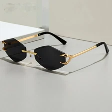 Trendy 90's Vintage Men's Women's Gold Frame Black Tint Hexagon Sunglasses