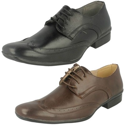 Herren Maverick Flach Leder Schnürschuh Brogue