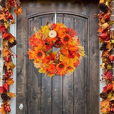 16inch Herbst Kranz Front Tür Kranz Simulierte Kürbis Vielseitige Dekoration