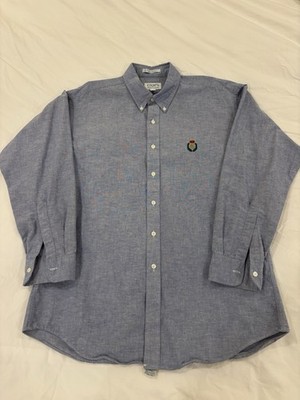 Vintage Chaps Ralph Lauren Oxford Button-Down Blue Crest Logo 100% Cotton L