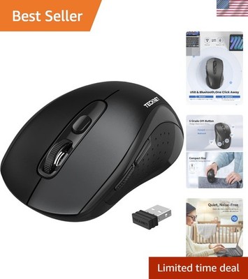 Quiet Bluetooth Wireless Mouse - Ergonomic, 18  Battery Life & 6 Buttons
