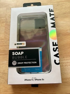 iphone 11 Case Mate Clear Soap Bubble case with Pop Wallet + screen protector