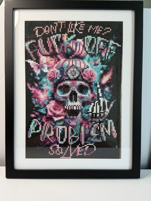 Framed Handmade Diamond Art  Don t Like Me? F$@k Off. Problem Solved  Wall Decor
