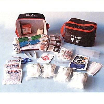ABILITY ONE 6545-01-465-1846 FirstAidKit w/House,15pcs,6.75x6.75'',Red 49CL08