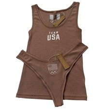 SKIMS Soft Lounge Rib Tank  Thong Team USA Sienna Small