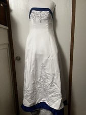 Alfred Angelo White/Blue Strapless Wedding Dress PLEASE SEE MEASUREMENTS