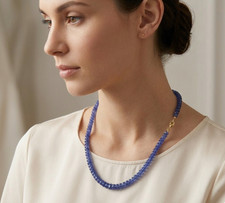 Natural AAA Tanzanite Necklace 4-6mm Faceted Rondelle 18.5" Strand Luxury Gift