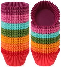Caperci Bright Rainbow Jumbo Cupcake Liners Extra Large Muffin Baking Cups 30...