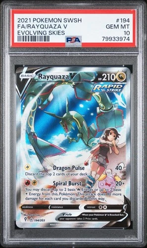 Pokemon 2021 Rayquaza V 194/203 Alt Art Full Art Evolving Skies GEM MINT PSA 10