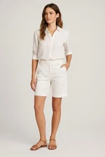 Atos Lombardini Women’s White Bermuda Shorts Sz (44) Italy Tailored Cotton Blend