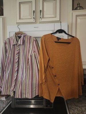 Lot 2 IN Studio Women Top 1 X USA Dillards  Mustard Lane Bryant Pink Blouse Nwot