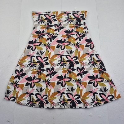 WEIRD FISH Dress 14 Multicoloured Women's Floral Print Cotton Blend Strapless