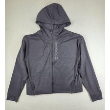 Reebok Womens Full Zip Hoodie Gray Space Dye Activewear Jacket Small REW23JK03