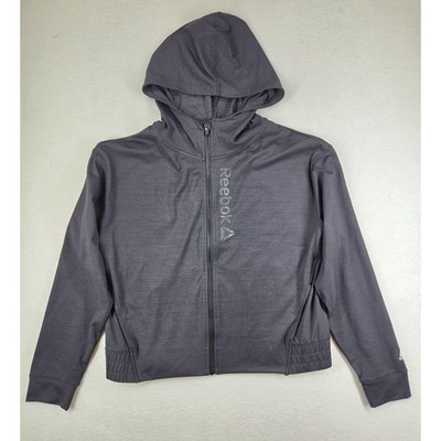 Reebok Womens Full Zip Hoodie Gray Space Dye Activewear Jacket Small REW23JK03