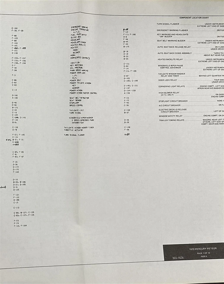 Diagrama de cableado eléctrico Mercury 1973 73 Monterey Marquis Meteor Colony Park Foto 2 de 4