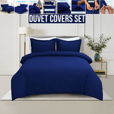 Luxury Navy Blue Quilt Cover Bedding Set Soft Duvet Cover Sets Twin Queen King