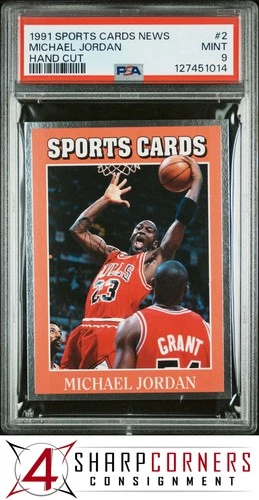 1991 ALLAN KAYE'S SPORTS CARDS NEWS MAGAZINE HAND CUT #2 MICHAEL JORDAN PSA 9