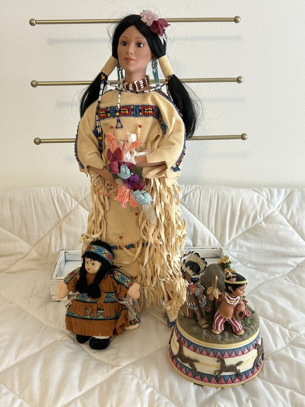 Danbury Mint Morning Song Native American Porcelain Bride Doll By Judy Belle AND