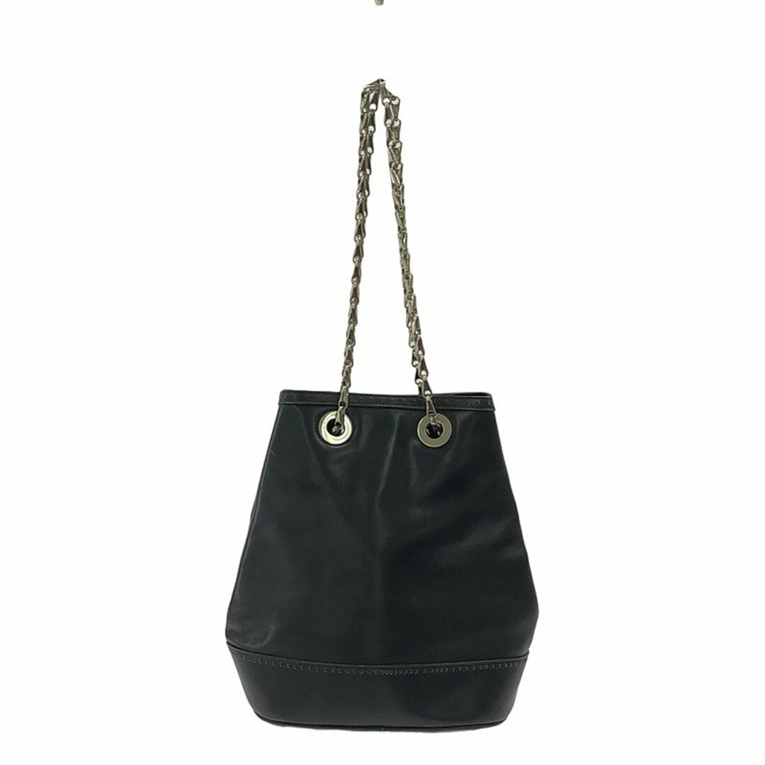 Celine Old Circle Logo Leather Chain Shoulder Bag Black Women
