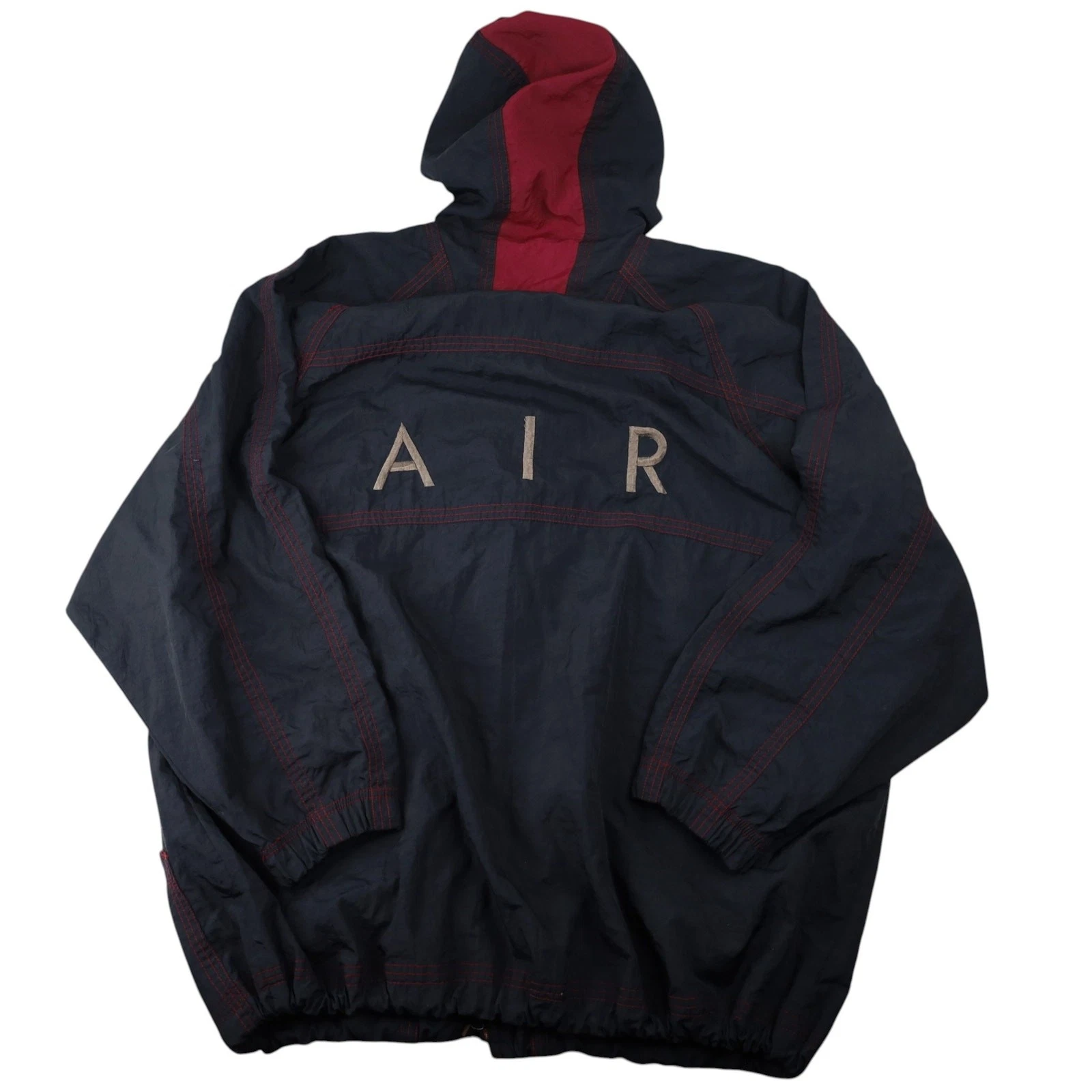 Vintage 90s Nike Air Champs Exclusive Large Embroidered Windbreaker Jacket Black