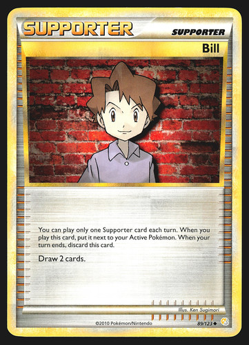 Bill 89/123 HeartGold & SoulSilver Uncommon Trainer Card