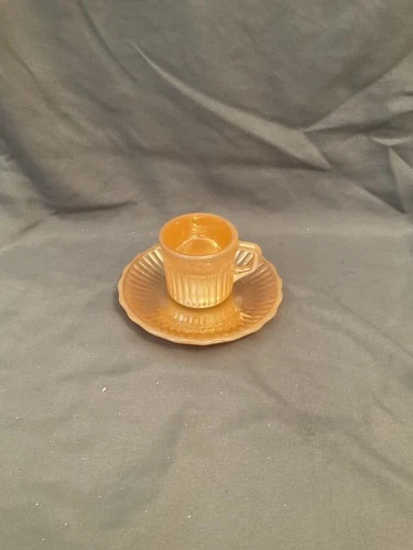 Vintage Fire King Peach Luster Demitasse Cup & Saucer