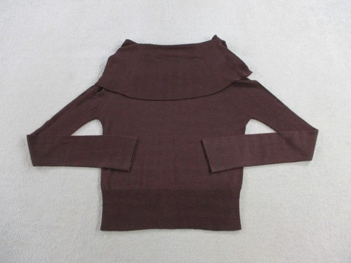 Free People Sweater Womens Small Brown Off Shoulder Wool Blend Ribbed Knit Top