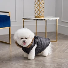 Medium/Large Faux Fur Hooded Jacket for Dogs & Cats - Pet Coat
