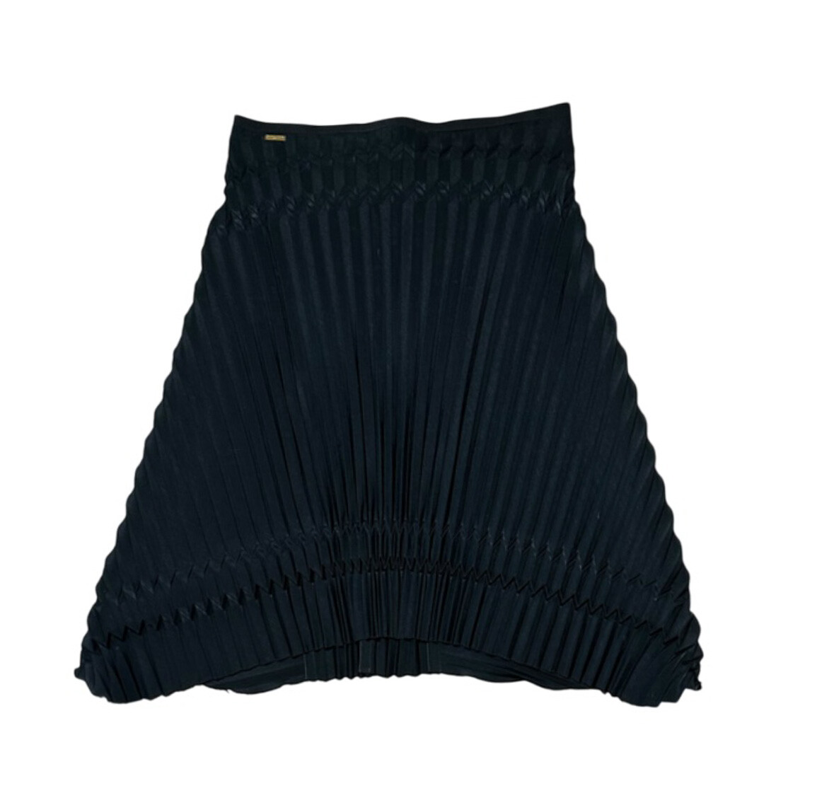 Falda Sebastien D. Rodriguez Paris Negra Plisada Satén Hasta la Rodilla 38 Francia