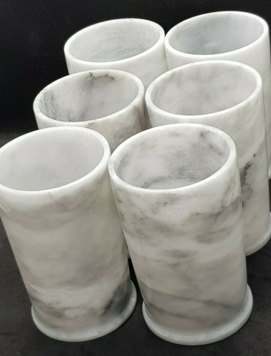 Handmade Natural Grey Marble Wine Glasses-Set of 6, 3" x 3" x 5", Cap: 300 mL - Picture 6 of 12