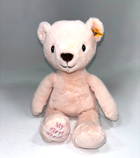 Steiff My First Steiff Baby Teddy Bear 10" Soft Pink With Ear Tag Pristine