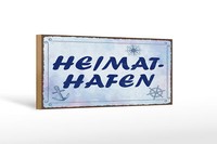 Holzschild Spruch 27X10 Cm Heimathafen Blaues Deko Schild