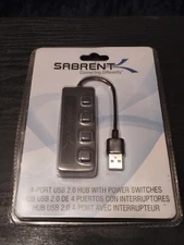 Sabrent 4-Port USB 2.0 Hub with Power Switches - Black