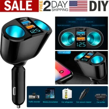 12V Outlet Dual USB Car Cigarette Lighter Socket Splitter Power Adapter Charger
