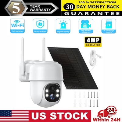 Solar Battery Powered Wireless WiFi Outdoor Pan/Tilt Home Security Camera System