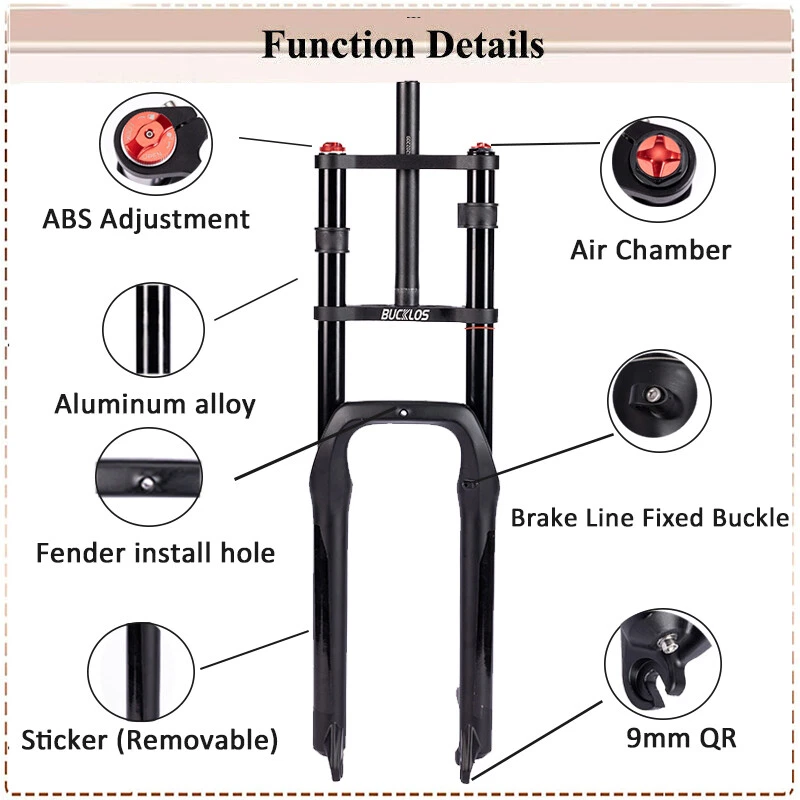 26" Electric/MTB/XC Air Suspension Fork 180mm Travel QR 41mm Offset 4.0 Fat Tire - Image 4 of 4