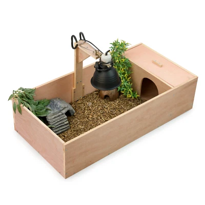 KCT MEDIUM WOODEN TORTOISE TABLE REPTILE VIVARIUM CAGE HIDE RUN 82 x 41 x 20cm