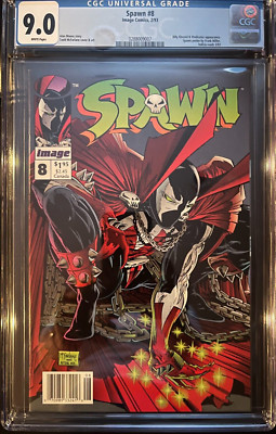 SPAWN #8 CGC 9.0 2/93 WHITE pages - NEWSSTAND VARIANT - Todd