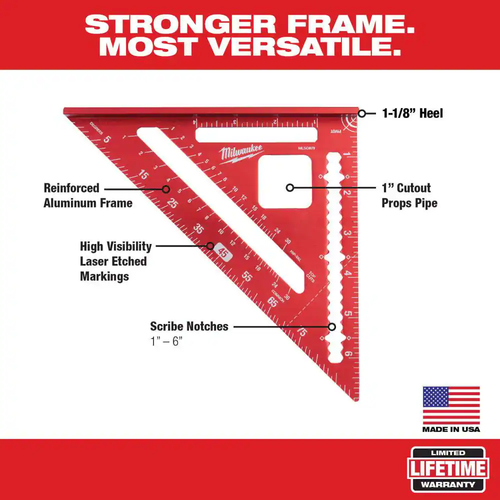 100 Ft. Bold Line Chalk Reel Kit with Red Chalk and 7 In. Rafter Square - Picture 4 of 12