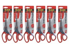 Scotch Precision Scissor 8 Inch Smooth Cut Fabric Paper 3M 1448 Gray Red, 6-Pack