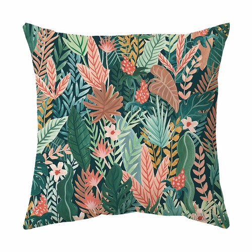 Summer Monstera Palm Leaves Seamless Throw Pillow Case Soft Velvet Cushion Cover - Picture 40 of 58