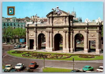 Birdseye View Door of Alcala Madrid Spain Postcard UNP 6x4 Puerta de Alcala