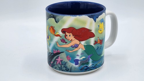 VINTAGE Disney The Little Mermaid Japan Ceramic Coffee Cup Mug Ariel Flounder - Picture 5 of 12