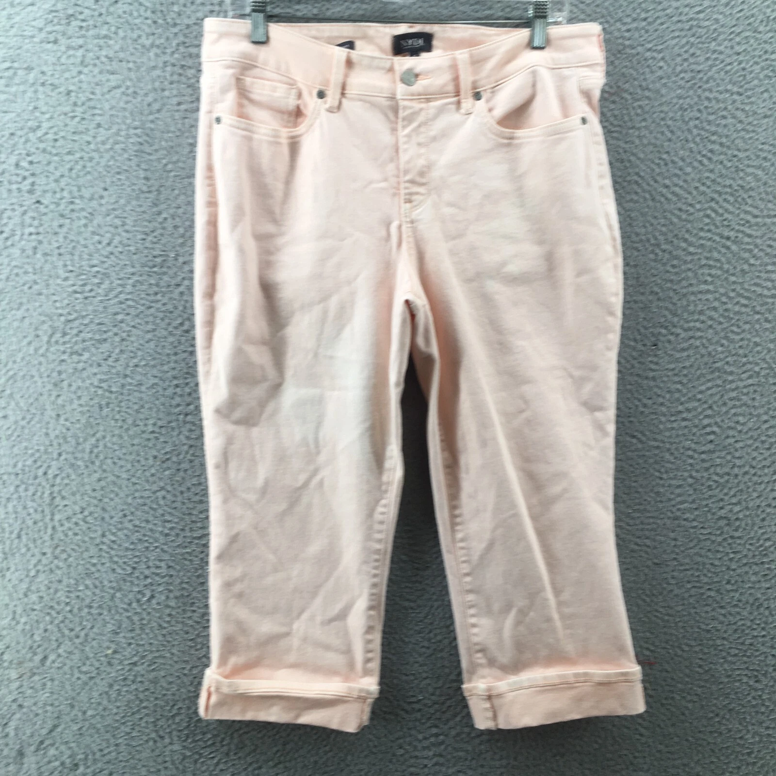 NYDJ Marilyn Straight Capri Pants Womens 12 (actual 33x20.5) Pink Cotton Blend