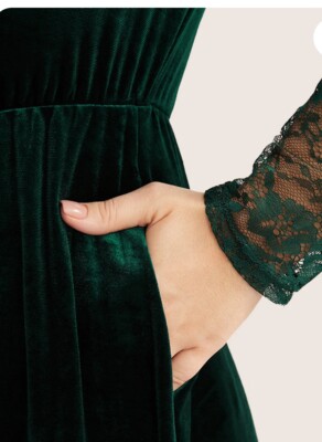 Bloom Chic Emerald Green Velvet Lace Stretch Midi Dress Pockets NWT sz 12 | eBay Bloom Chic Emerald Green Velvet Lace Stretch Midi Dress Pockets NWT sz 12 | eBay