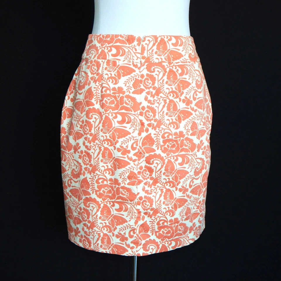 Falda delantera plisada mariposas florales crema melocotón Odille Anthropologie talla 2 Foto 3 de 4