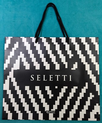 SELETTI Papier Geschenktüte Einkaufstasche schwarz-weiß groß B42xH35,5xT13cm