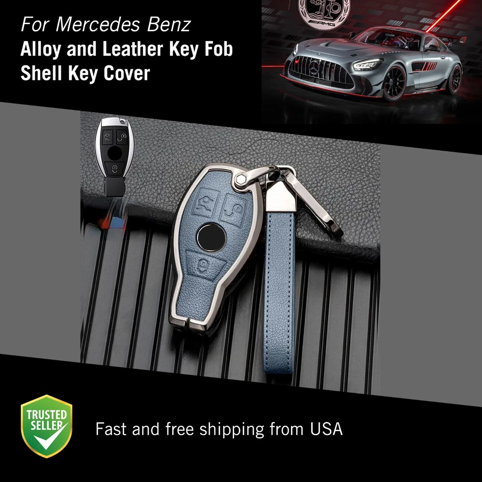 Mercedes Benz AMG liga de couro chaveiro capa A C E S CLA CLS GLE GLC ML - Imagem 3 de 3