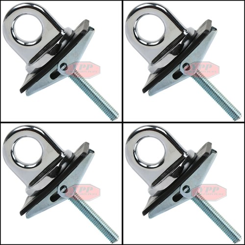 4 Pc Universal Fit Truck Bed Anchor Chrome Plated Tie Down Loop Hooks