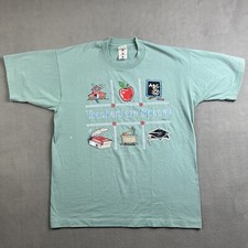 Vintage Teacher Shirt Adult Large Blue Single Stitch 90s Teaching Education Tee